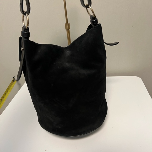Dooney & Bourke Black Suede Bucket Bag | Vintage Leather Trim Purse - Picture 8 of 13